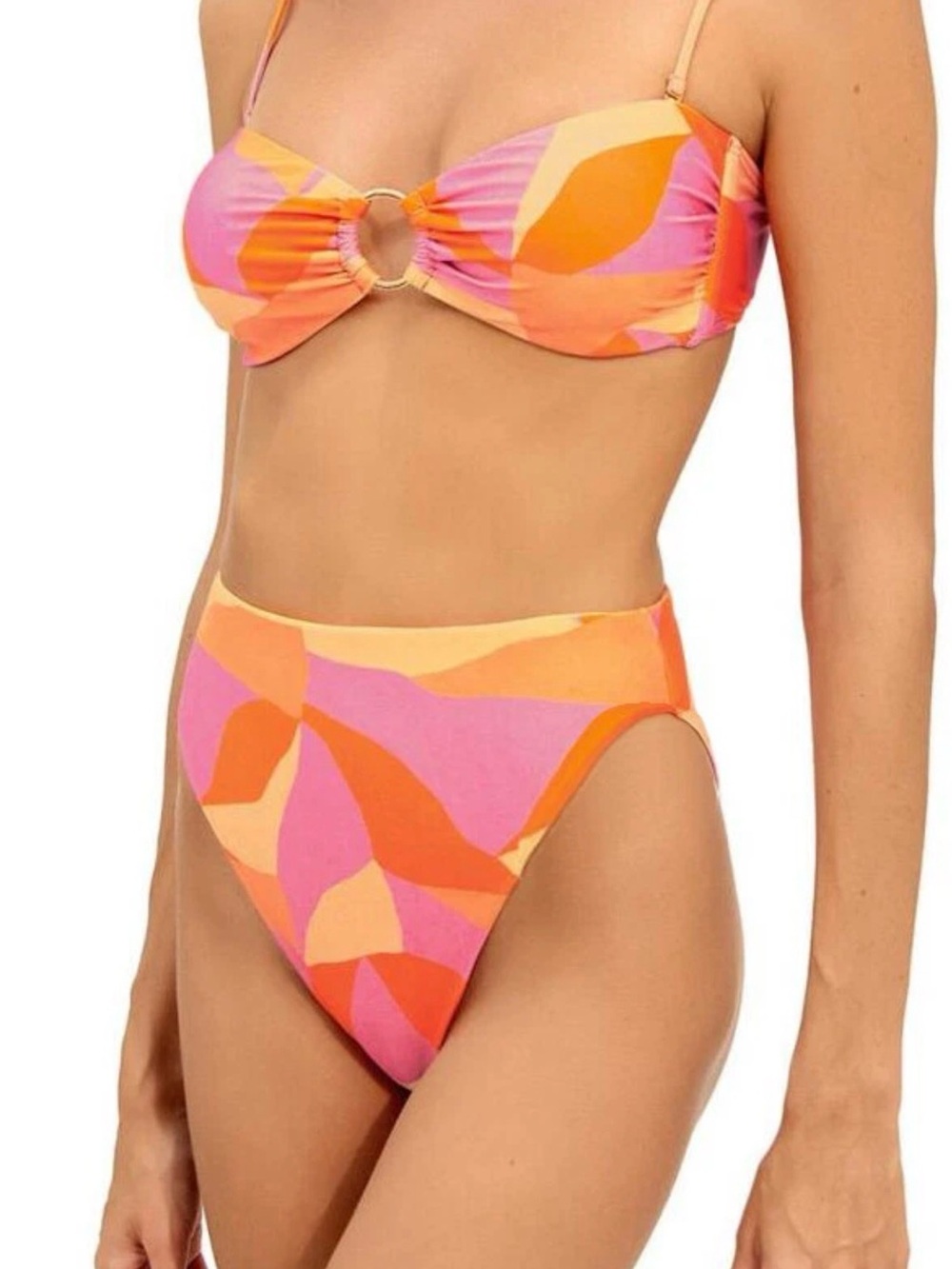 ViX Bundle Gigi Martinica Pink & Orange Patterned Women's Bikini Set Size Large